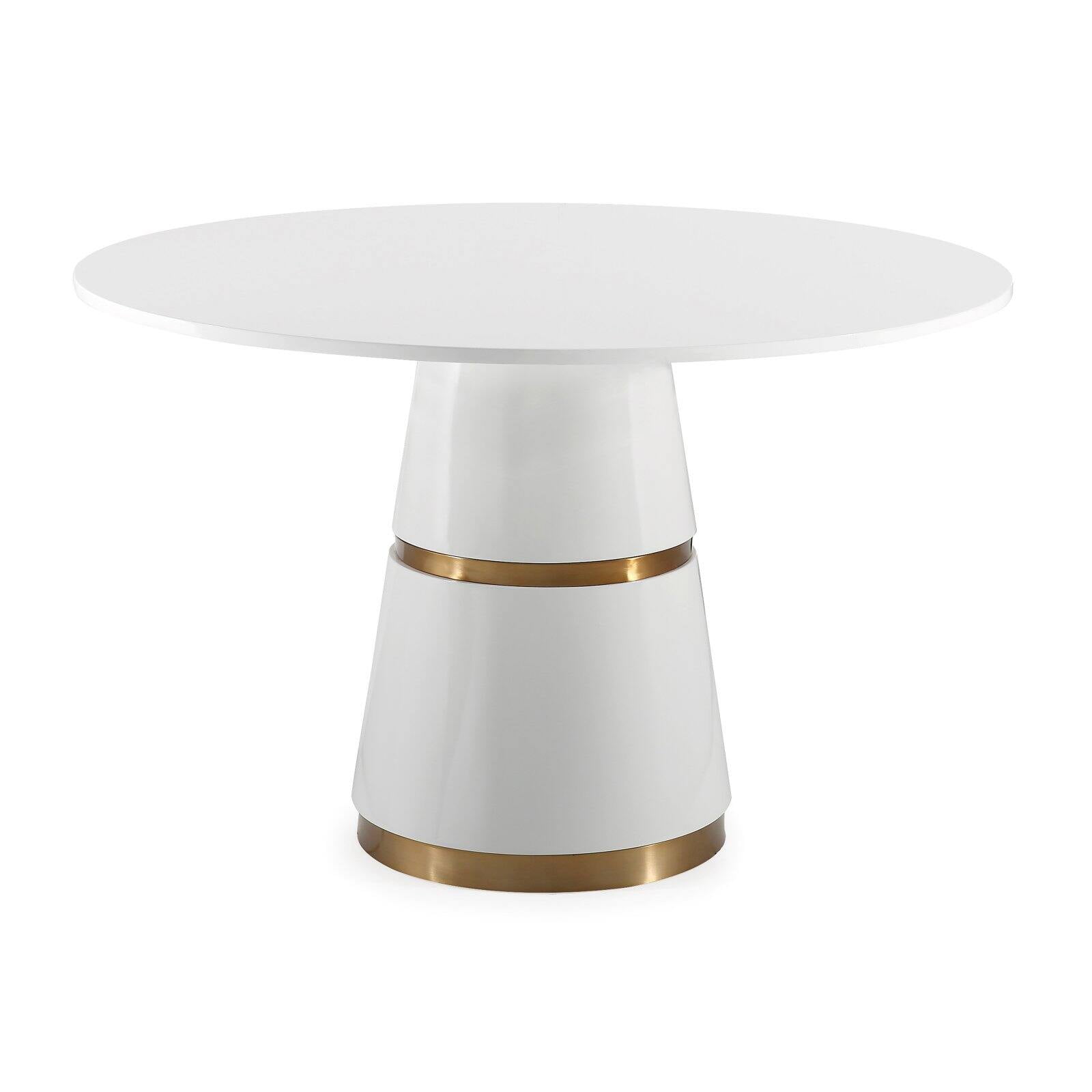 White and Gold Round Wood Dining Table for Four