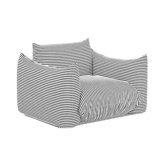 Saint Tropez Pearl and Black Striped Stuffed Outdoor Armchair