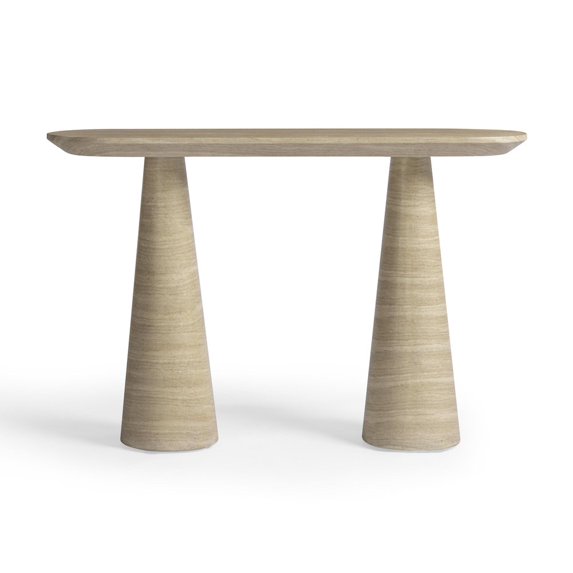 TOV Furniture Sandra Faux Travertine Indoor/Outdoor Console Table