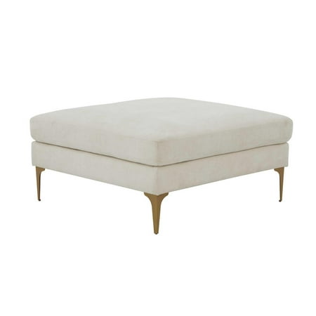 TOV Furniture Serena Cream Velvet Ottoman