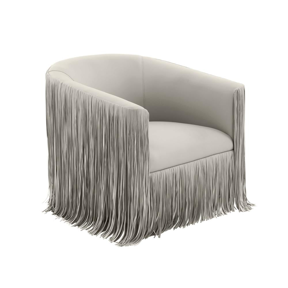 Contemporary Gray Faux Leather Swivel Accent Chair, 30.5"