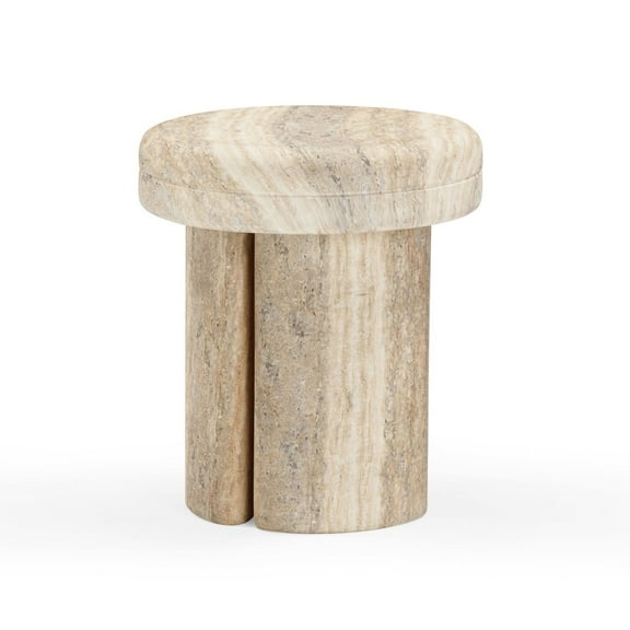 TOV Furniture Sheila Travertine Textured Concrete Side Table