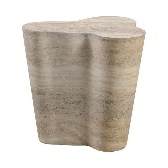 TOV Furniture Slab Faux Travertine Short Side Table