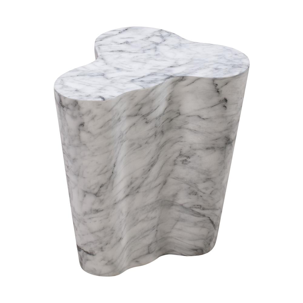 White Marble Free Form Contemporary Side Table