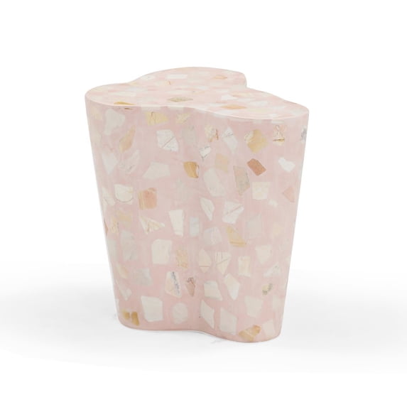 TOV Furniture Slab Sunset Pink Terrazzo Indoor/Outdoor Side Table