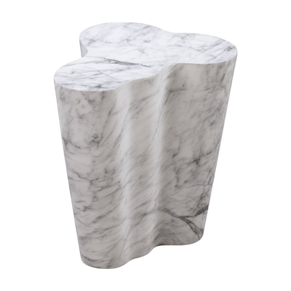 TOV Furniture Slab White Marble Side Table