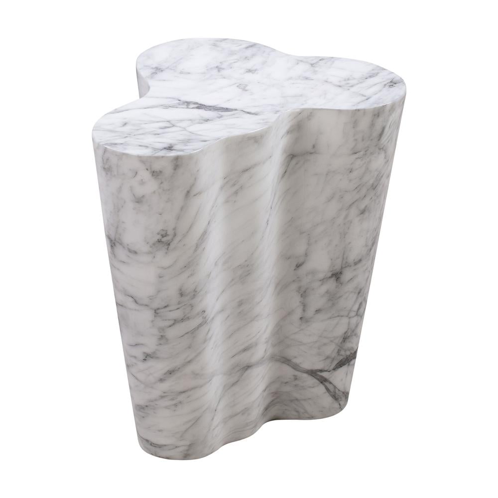 Contemporary White Marble Free Form Pedestal Side Table 22"