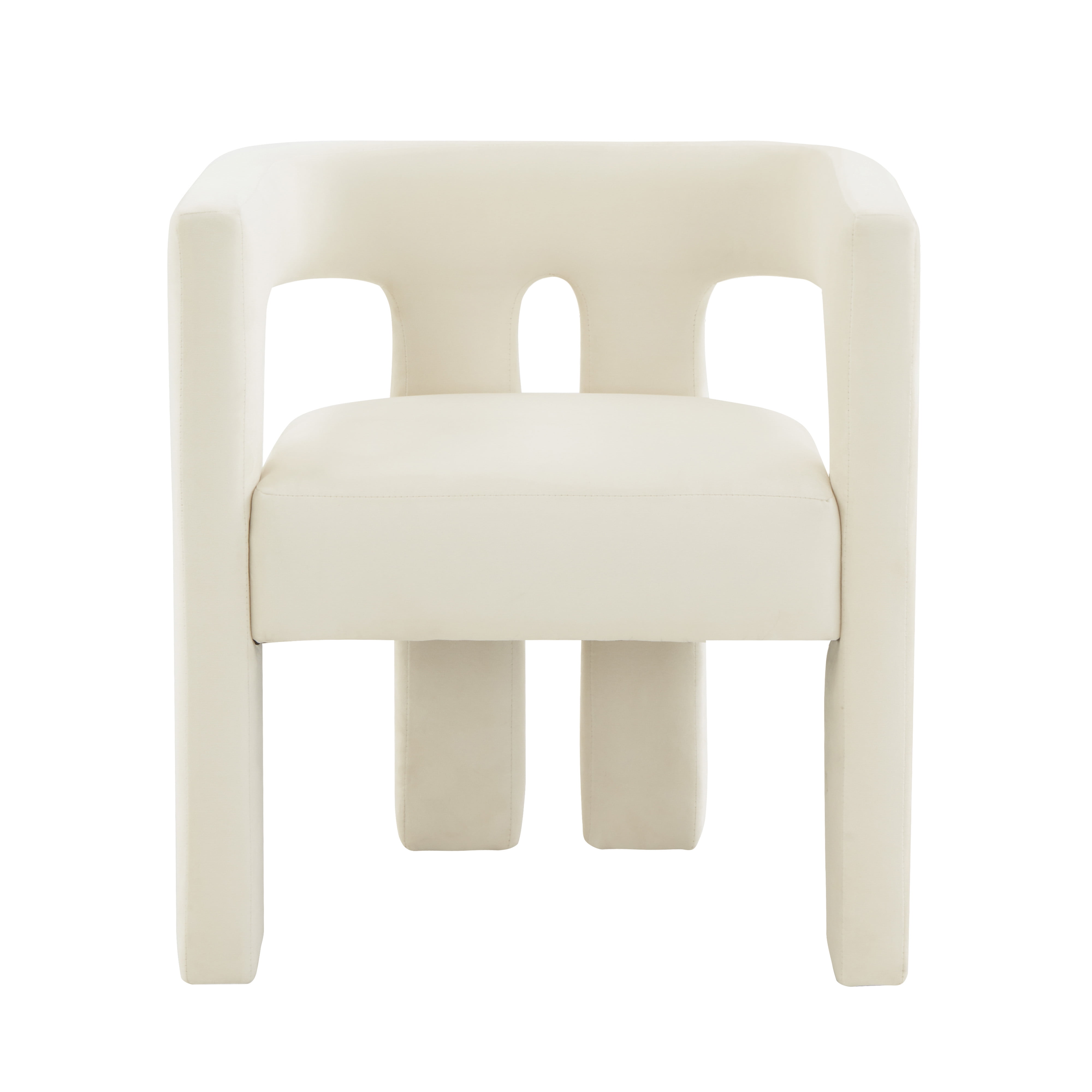Cream Velvet Handcrafted Contemporary Arm Chair