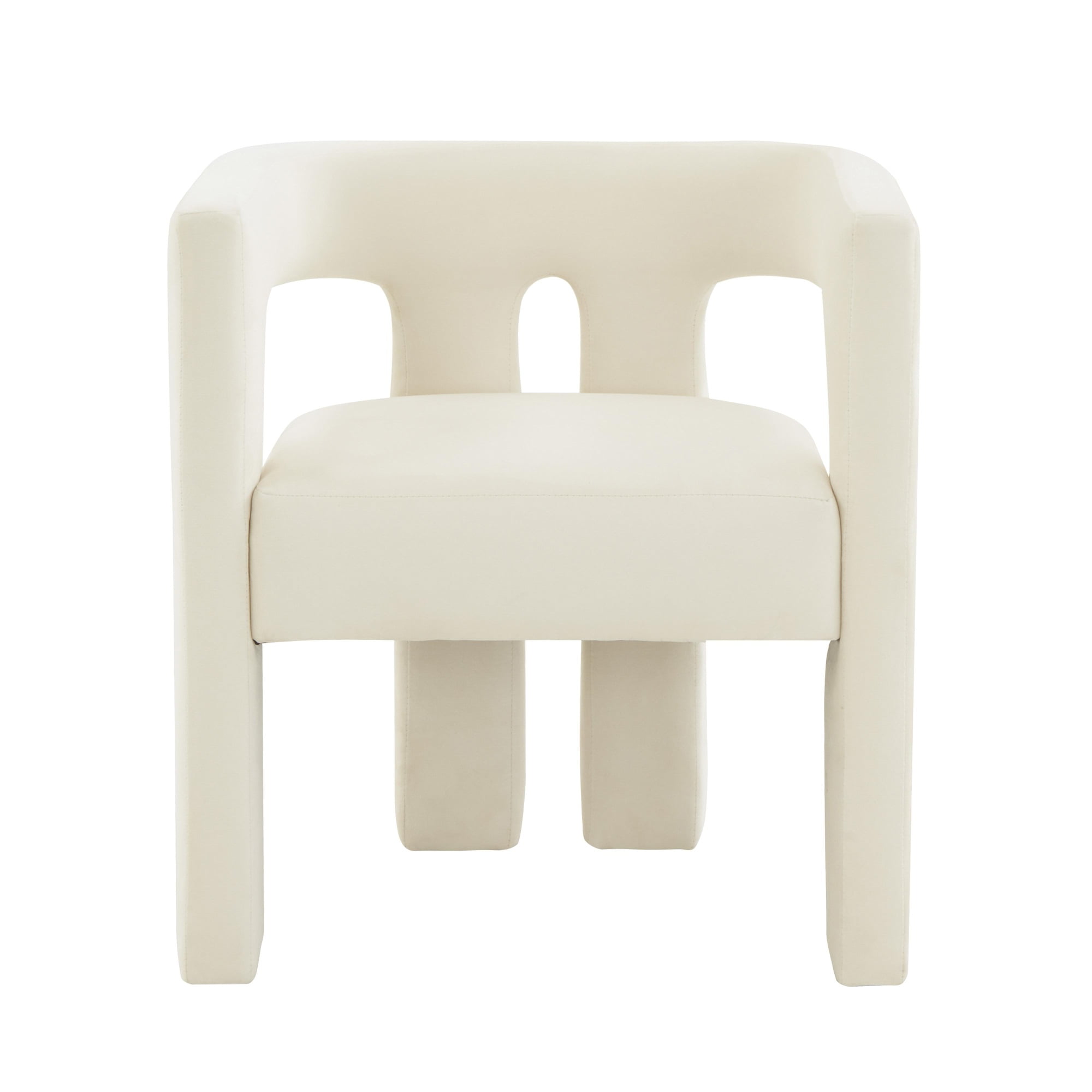 Cream Velvet Handcrafted Contemporary Arm Chair