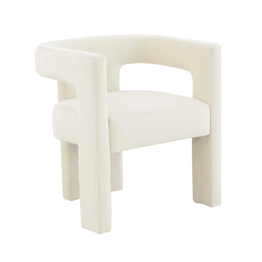 Cream Velvet Handcrafted Contemporary Arm Chair