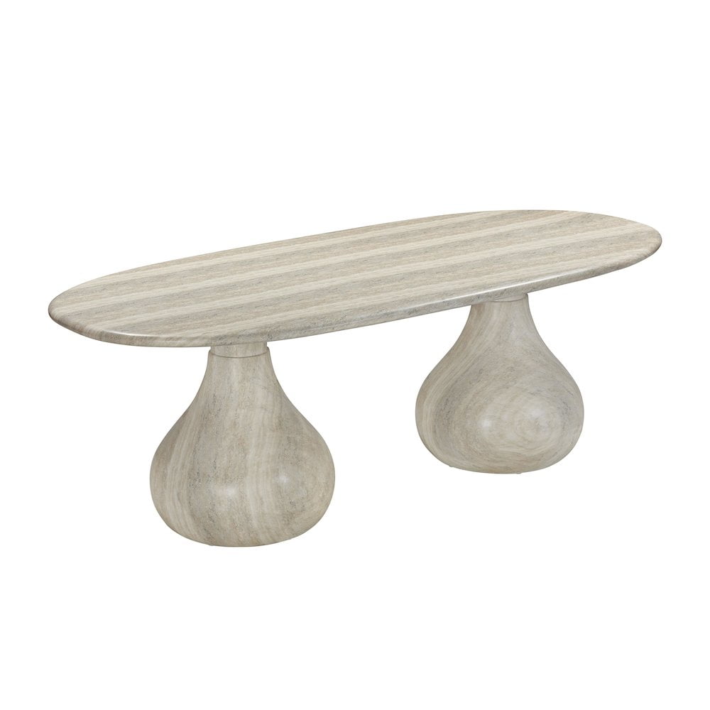 TOV Furniture Smooch Faux Travertine Indoor / Outdoor Pedestal Dining Table