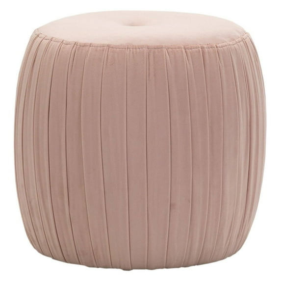 TOV Furniture Sommer Blush Velvet Round Ottoman