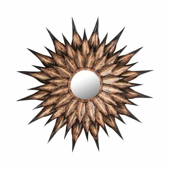 TOV Furniture Sunflower Antique Gold Wall Mounted Round Mirror