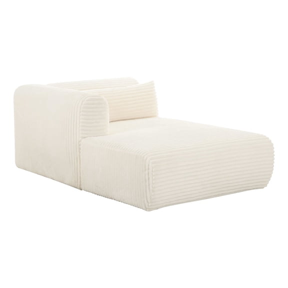 Tarra Fluffy Oversized Cream Corduroy Modular LAF Chaise - Cream