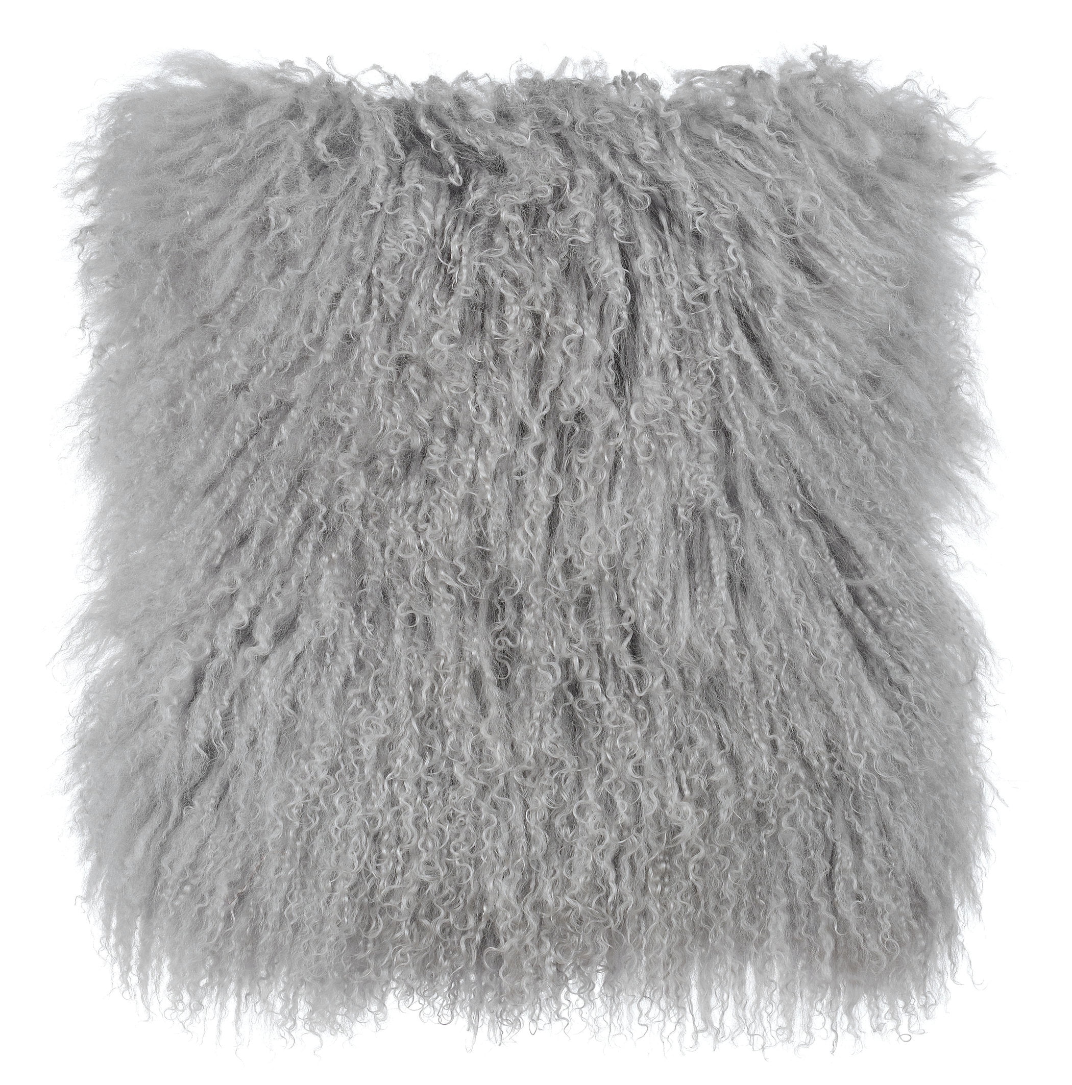 Medium Gray Tibetan Sheep Fur Decorative Pillow