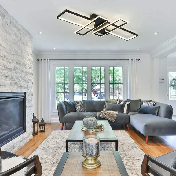 TOVINX 47.2 inch Plafon LED Ceiling Lights Fixture, Remote Control Dimmable Modern Led Chandelier,Flush Mount Modern Ceiling Lamp