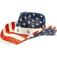 thumbnail image 1 of TOVOSO American Flag Cowboy Cowgirl Hat with Shape-It Brim for Men or Women, Abstract Stars and Stripes - White Band, 1 of 3