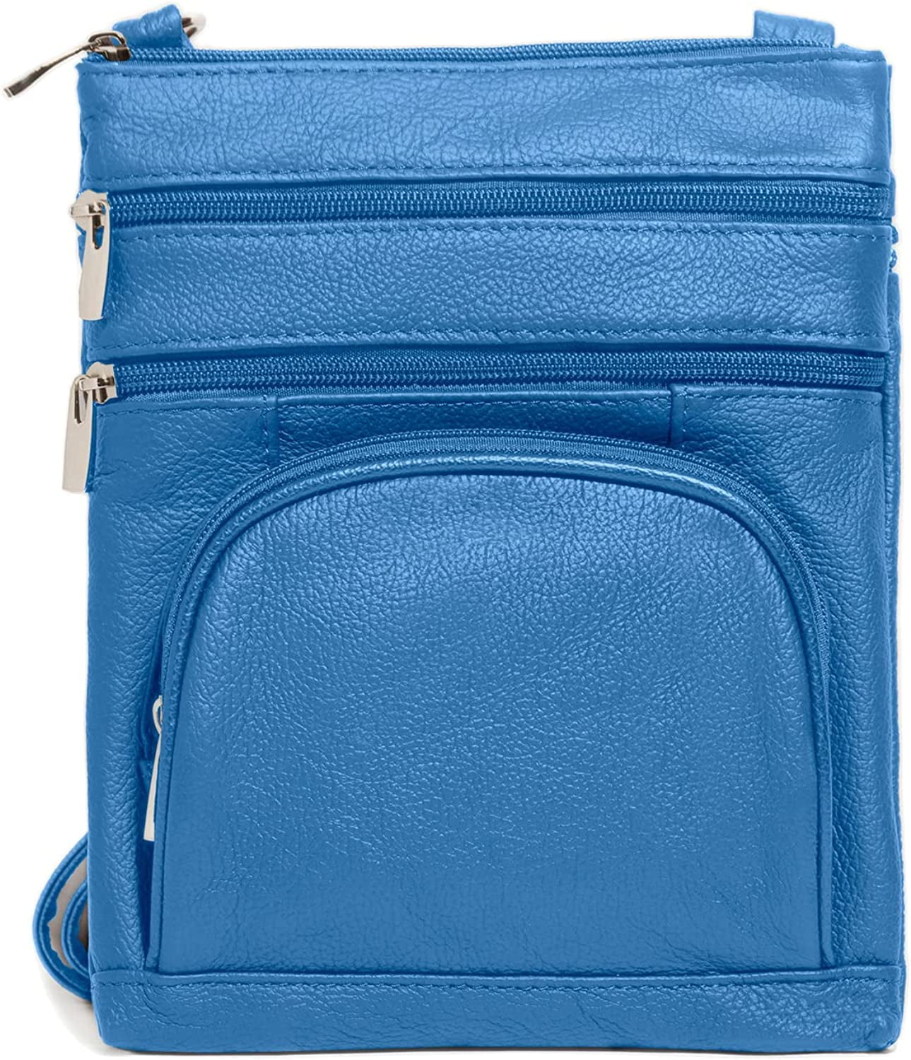 Small Cowhide Leather Crossbody Purse Shoulder Strap Bag for Women, Blue