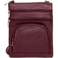 thumbnail image 1 of TOVOSO Crossbody Bag for Women, Genuine Leather Multi-Pocket Purse with Adjustable Strap, RFID Protection, Built-In Wallet, X-Large, Wine, 1 of 8