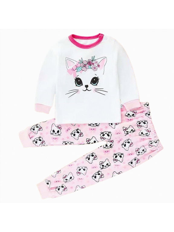 2 Piece Baby Pajamas Boys Girls Pajamas Pjs Toddler 2 Piece Sleepwear Kids Winter 3 6 12 18 24 Months 3T 4T 5T 6T Clothes Set,3-6 M