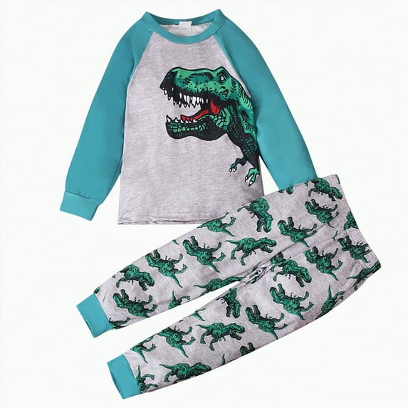 TOWED22 2 Piece Pajamas Boys Long Sleeve Sets Toddler Boys Pjs Kids Sleepwear Sets Blue,6-7 Yeas