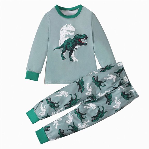 TOWED22 2 Piece Pajamas Boys Long Sleeve Sets Toddler Boys Pjs Kids Sleepwear Sets Dark Green,7-8 Yeas