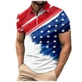 thumbnail image 1 of TOWED22 2024 Men's 4th of July Short Sleeve Polo Shirt American Flag Graphic Golf Polo Tops Blouse(White,S), 1 of 4