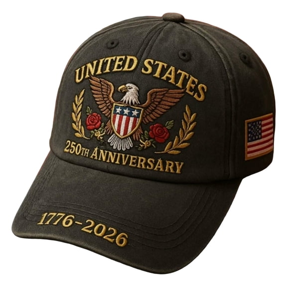 TOWED22 250th Anniversary USA Hat,1776-2026 Patriot Baseball Cap Adjustable Classic Retro Embroidered Eagle Hat for Men Women Black