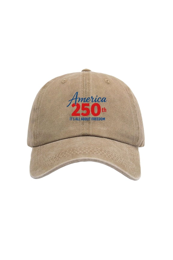 250th Anniversary USA Hat - Adjustable United States 250th Anniversary Hat Retro Embroidered Baseball Cap Khaki