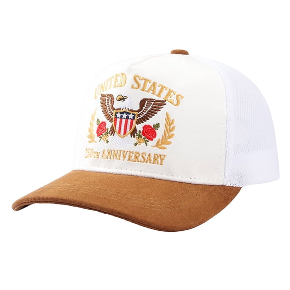 TOWED22 250th Anniversary USA Hat,Embroidered United States 250th Anniversary Hat,Adjustable 250 Year Patriotic Cap for Men White