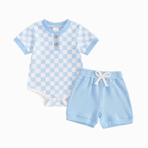 TOWED22 2Pcs Baby Boy First Birthday Outfit Short Sleeve The Big One T-Shirt Top Casual Shorts Summer 1st Birthday Clothes Sky Blue,9-12 M