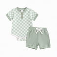thumbnail image 1 of TOWED22 2Pcs Baby Boy Outfits Crawfish Short Sleeve T-Shirt Tops Lobster Plaid Shorts Set Toddler Summer Clothes Green,6-9 M, 1 of 7