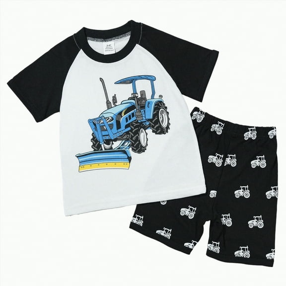 TOWED22 2Pcs Newborn Baby Boy Outfits National Parks Bear Short Sleeve T-Shirt Tops Shorts Pants Set Toddler Summer Clothes(Blue,4-5 Y)