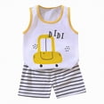 thumbnail image 1 of TOWED22 2pcs Infant Toddler Boy Summer Outfits Sleeveless Tank Tee + Colorful Print Elastic Waist Shorts Clothing Set(Light Gray,18-24 M), 1 of 4