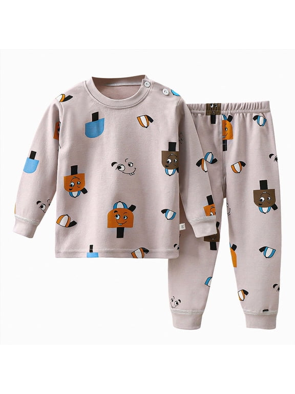 2pcs Toddler Baby Boy Fall Winter Clothes Print Long Sleeve Sweatshirt Tops Casual Pants Set Little Kids Outfits Clothing(Light Purple,12-18 M)