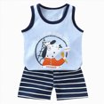 thumbnail image 1 of TOWED22 2pcs Toddler Baby Boy Summer Outfits Sleeveless Tank Tee + Print Shorts Soft Cotton Clothing Set(Blue,3-9 M), 1 of 9