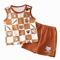 thumbnail image 1 of TOWED22 2pcs Toddler Baby Boy Summer Outfits Sleeveless Tank Tee + Print Shorts Soft Cotton Clothing Set(Coffee,2-3 Y), 1 of 9