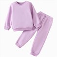 thumbnail image 1 of TOWED22 2pcs Toddler Baby Girl Boy Fall Winter Outfits Long Sleeve Crewneck Sweatshirt Tops Elastic Joggers Pants Set Cute Print Clothes Clothing(Purple,7-8 Y), 1 of 8