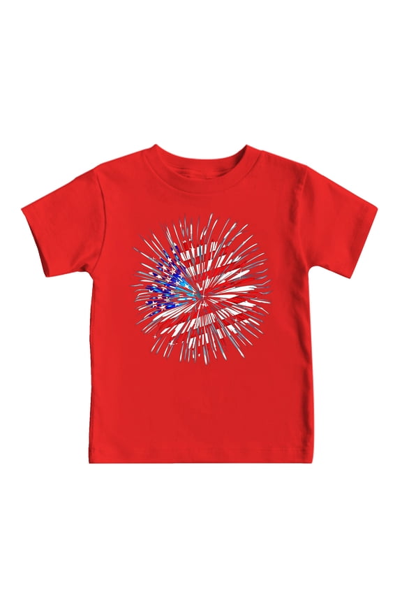 4th of July Girls Short Sleeve Tops American Flag Graphic Tee Shirts for Kids Toddler Patriotic Wear(Red,6-7 Y)