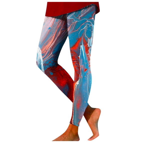 TOWED22 4th of July Leggings for Women Womens American Flag Leggings Women's Running Pants Summer Yoga Pants(Sky Blue,S)