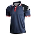thumbnail image 1 of TOWED22 4th of July Polo Shirts for Men Male Summer American Flag Printed Shirt Short Sleeve Tops Shirt Mens Shirts(Navy,M), 1 of 3