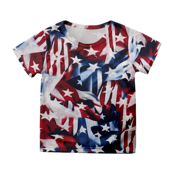 TOWED22 American Flag Girls 4th of July Shirt Memorial Day Patriotic Red White and Blue Toddler Kids Fitted T-Shirt（Grey,2-3 Y）