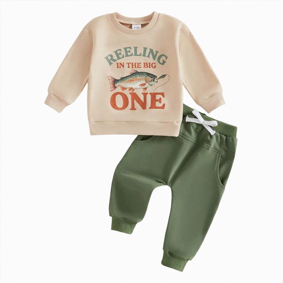 TOWED22 Baby Boy Clothes 2Pcs Fall Winter Long Sleeve Sweatshirt with Pants Set Toddler Cute Print Outfits