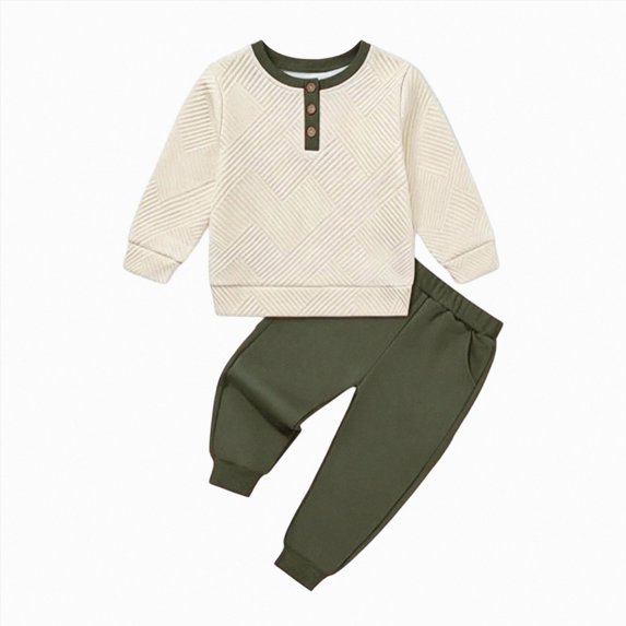 TOWED22 Baby Boy Clothes Fall Winter Outfits Long Sleeve Color Block Sweatshirt Pants 2Pcs Fall Clothing Set