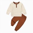 thumbnail image 1 of TOWED22 Baby Boy Clothes Fall Winter Outfits Long Sleeve Color Block Sweatshirt Pants 2Pcs Fall Clothing Set, 1 of 4