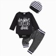 thumbnail image 1 of TOWED22 Baby Boy Clothes Infant Newborn Outfits Long Sleeve Letter Print Romper + Hat + Pants Set 0 3 6 9 12 18 24 Months,Black,6-9 M, 1 of 9