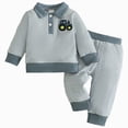 thumbnail image 1 of TOWED22 Baby Boy Clothes Outfits Fall Embroidery Long Sleeve Waffle Sweatshirt Tops Casual Pants Newborn 2Pcs Set, 1 of 9