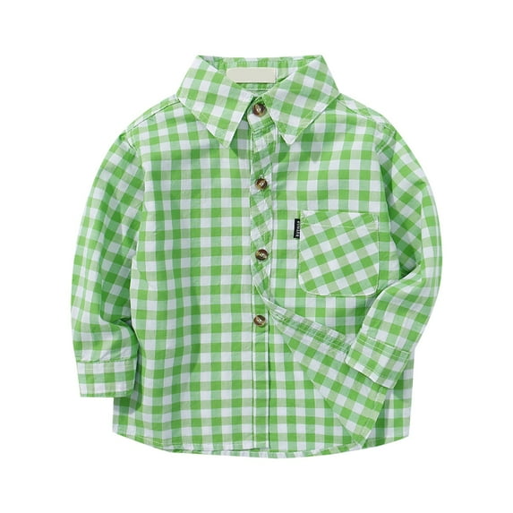 TOWED22 Baby Boy Flannel Shirt Toddler Plaid Shirt Baby Button up Jacket Coat Infant Fall Outfits(Light Green,3-4 Years)