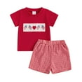 thumbnail image 1 of TOWED22 Baby Boy Girl 4th of July Outfit Toddler Fourth of July Clothes USA Shirt and Stars Shorts Setï¼Z1-Red,12-18 Mï¼, 1 of 6