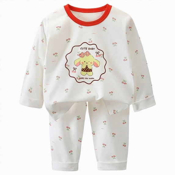 TOWED22 Baby Boy Girl Pajama Set 2Pcs Long Sleeve Print Top and Pants Cotton Pjs Soft Sleepwear Jammies Fall Winter 3 6 9 12 18 24 Months 2 3 4 5 6 7 8 9 Years(White,3-4 Y)
